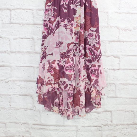 NWT! Free People Maroon Rose Floral Print Fit & Flare Shirred Summer Dress US 4 - Picture 3 of 11